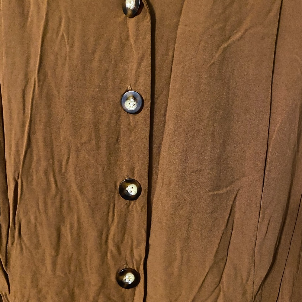 Monteau dark mustard short sleeve button up shirt midi dress - Picture 6 of 7